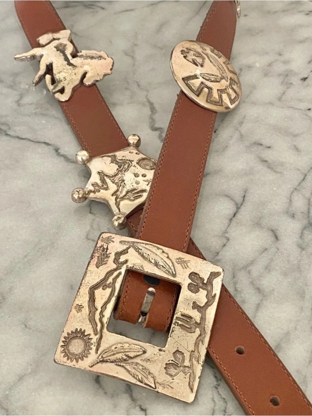 Vintage Justin Heavy Concho Cowboy Belt STAMPED RARE FIND